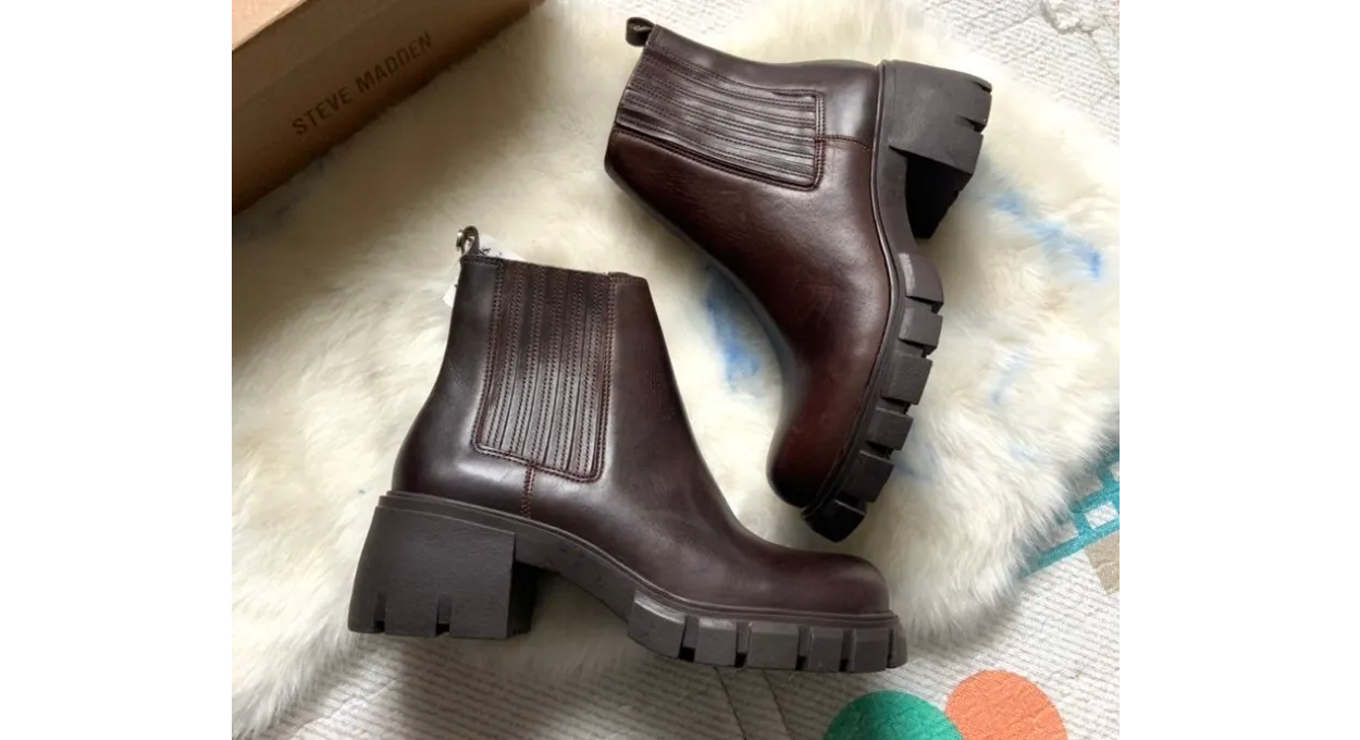 Steve Madden Rankel Made In Brazil Leather Lug Boots - Brown