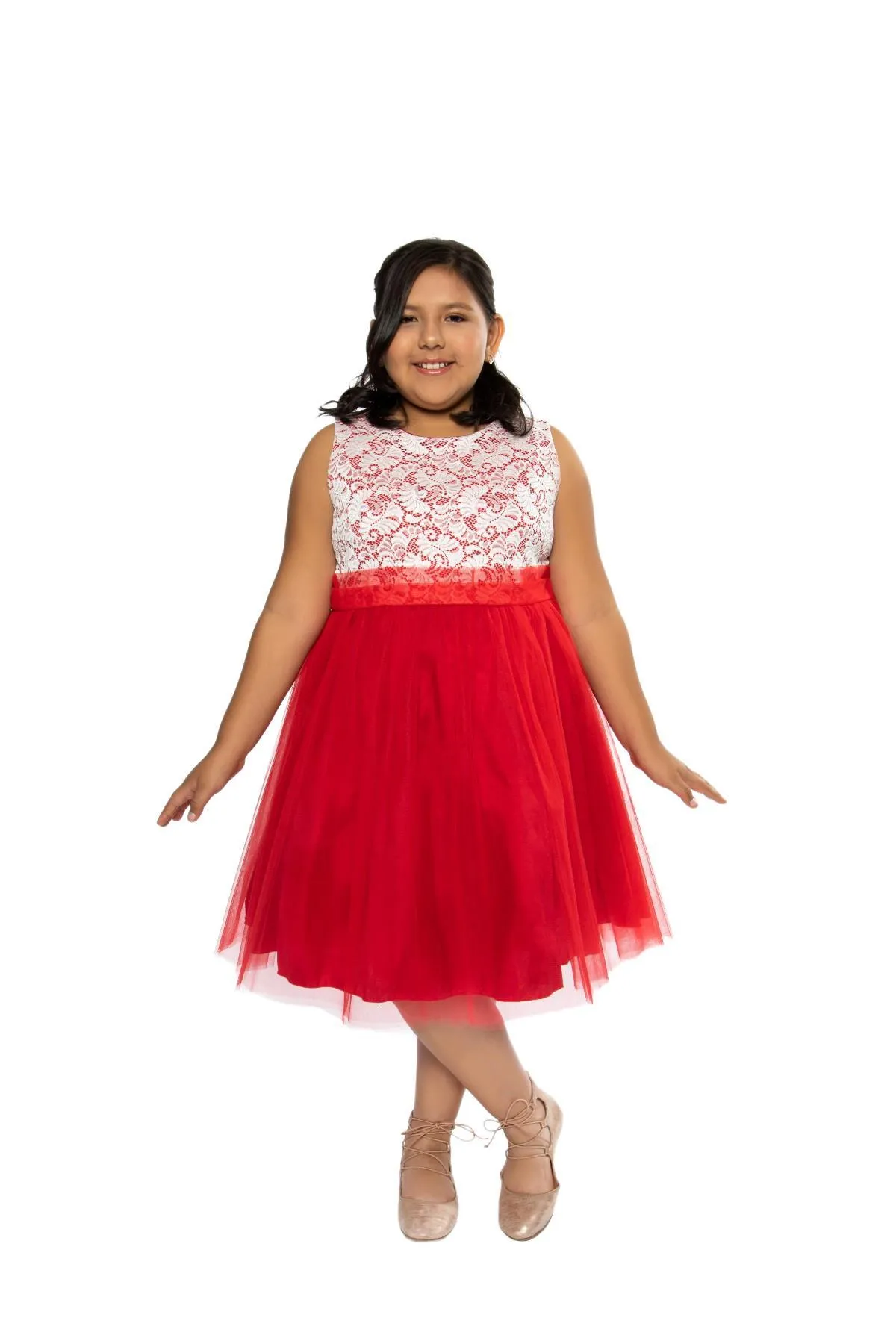 Stretch Lace & Tulle Girls Plus Size Dress