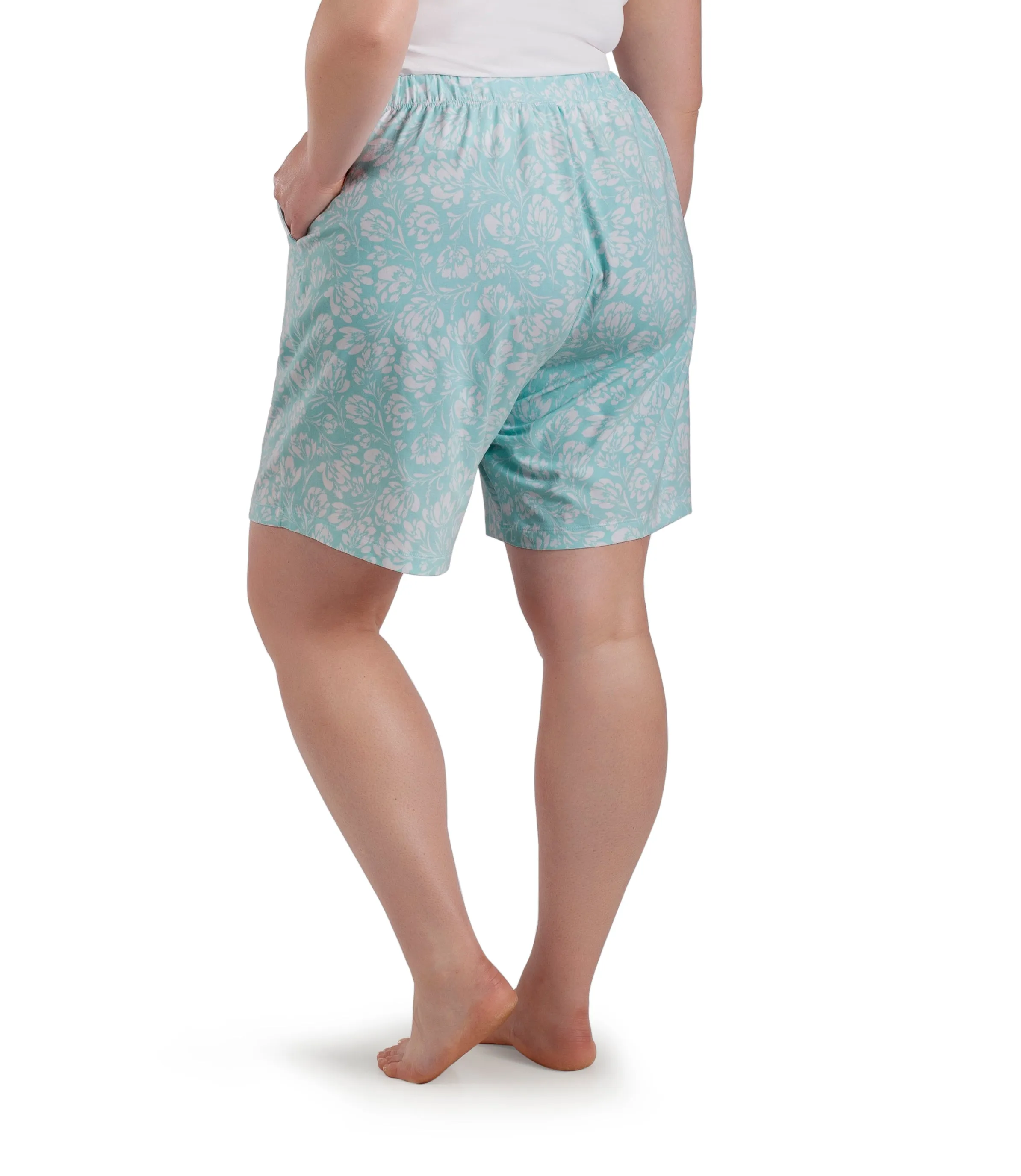 Stretch Naturals Lite Pocketed Shorts Spring Blue Floral Print - FINAL SALE