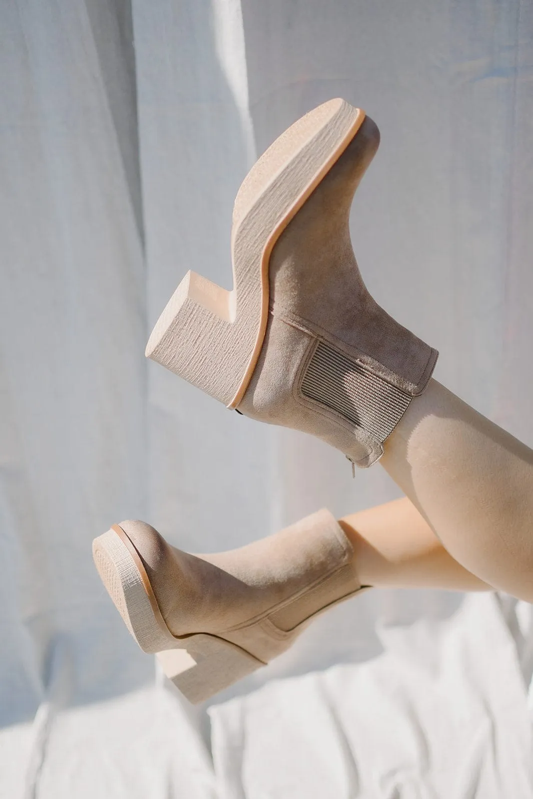 Taupe Suede Chunky Bootie