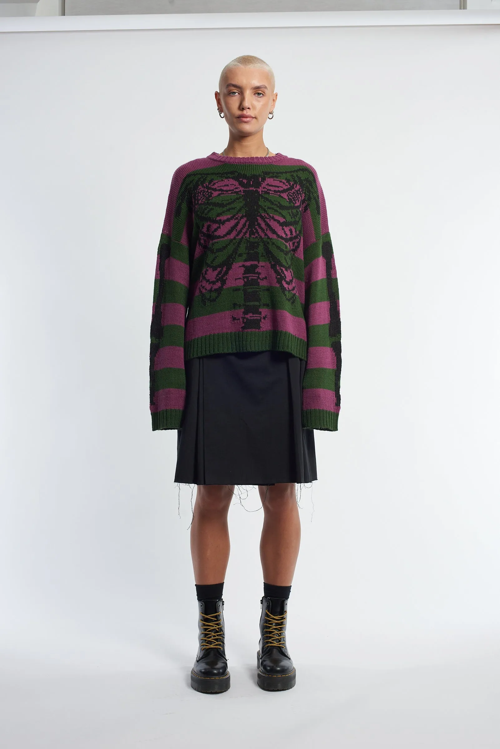 The Ragged Priest Skeleton Stripe Knit Jumper