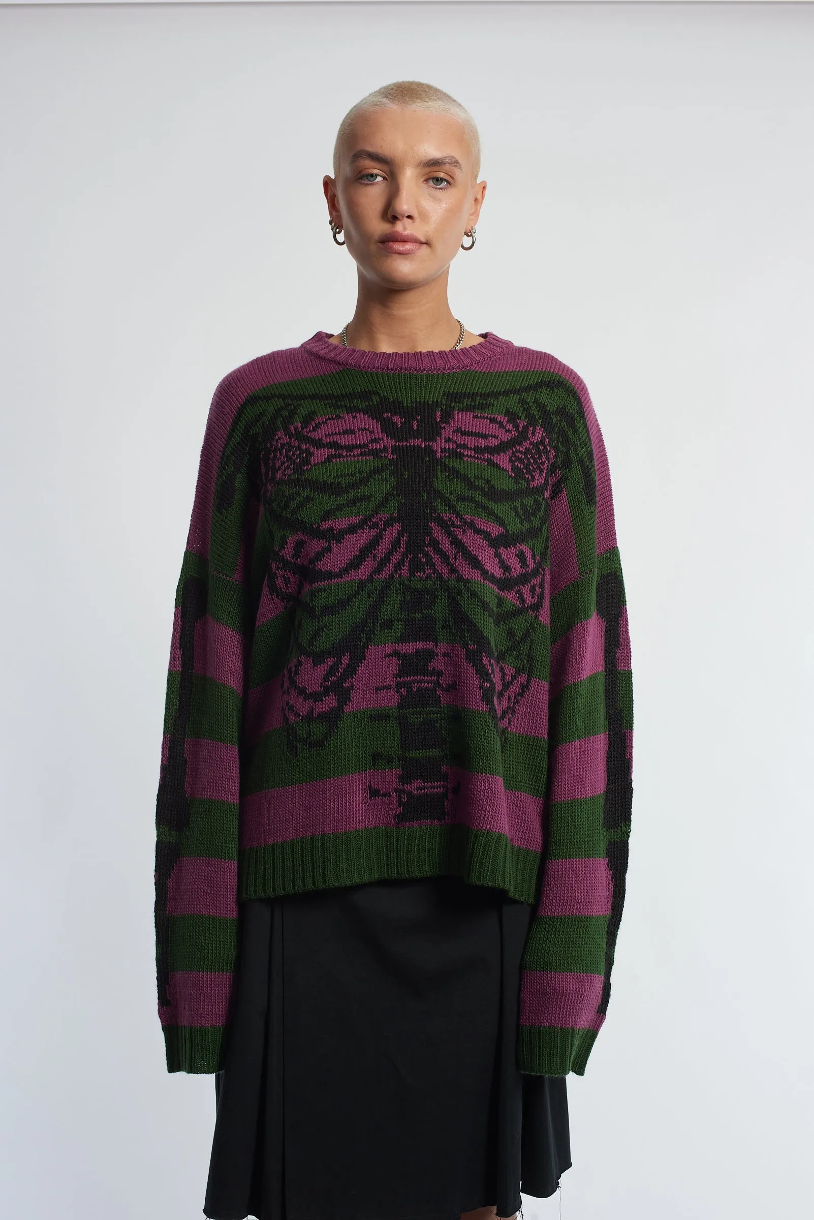 The Ragged Priest Skeleton Stripe Knit Jumper