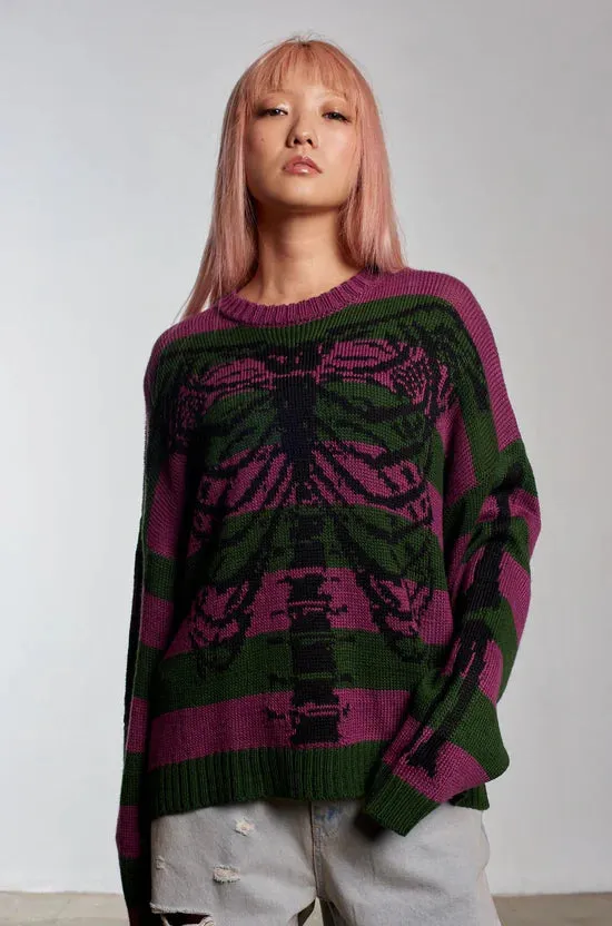 The Ragged Priest Skeleton Stripe Knit Jumper