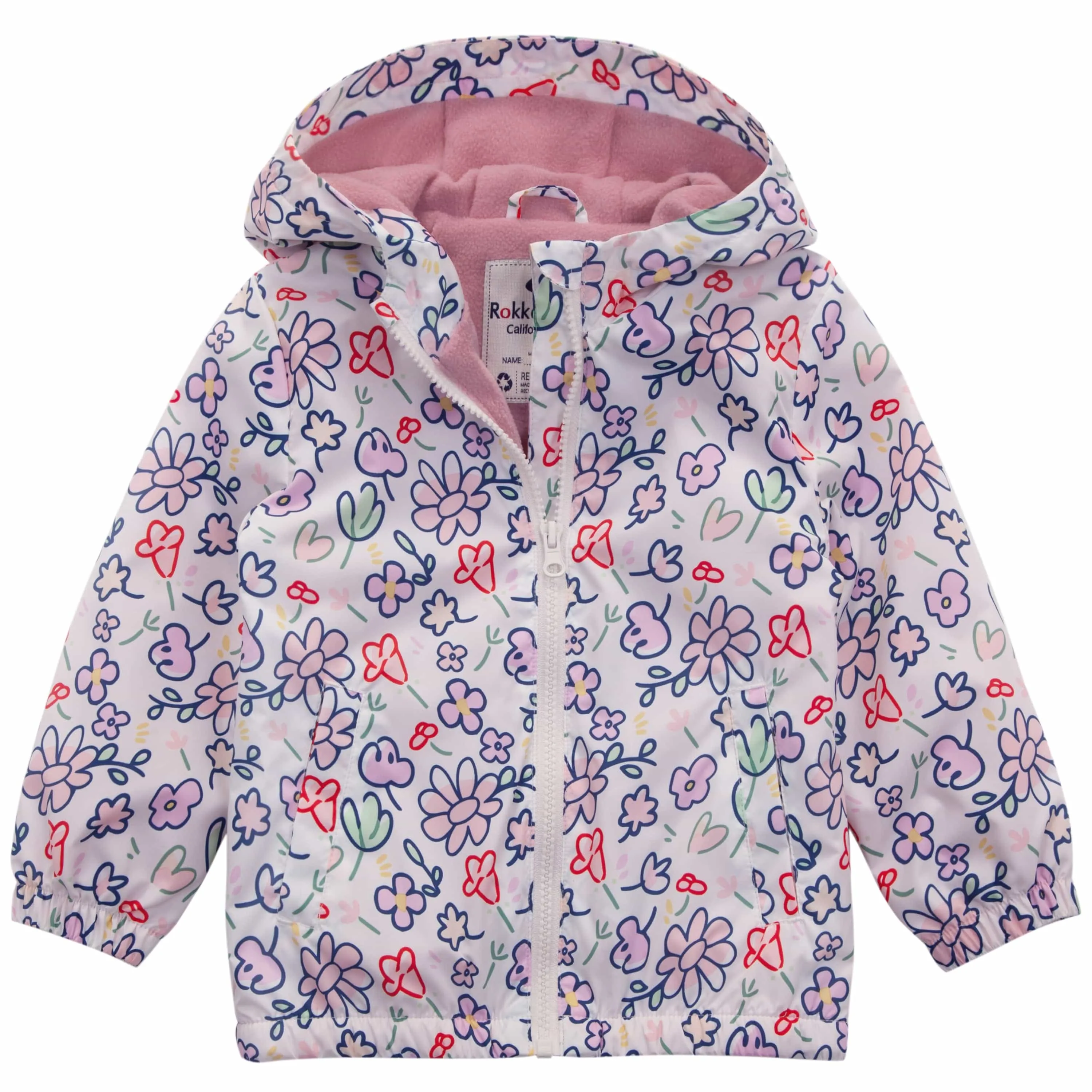 Toddler Gils' Cozy Comfort Full Zip Hooded Fleece Lined Windproof Lightweight Jacket