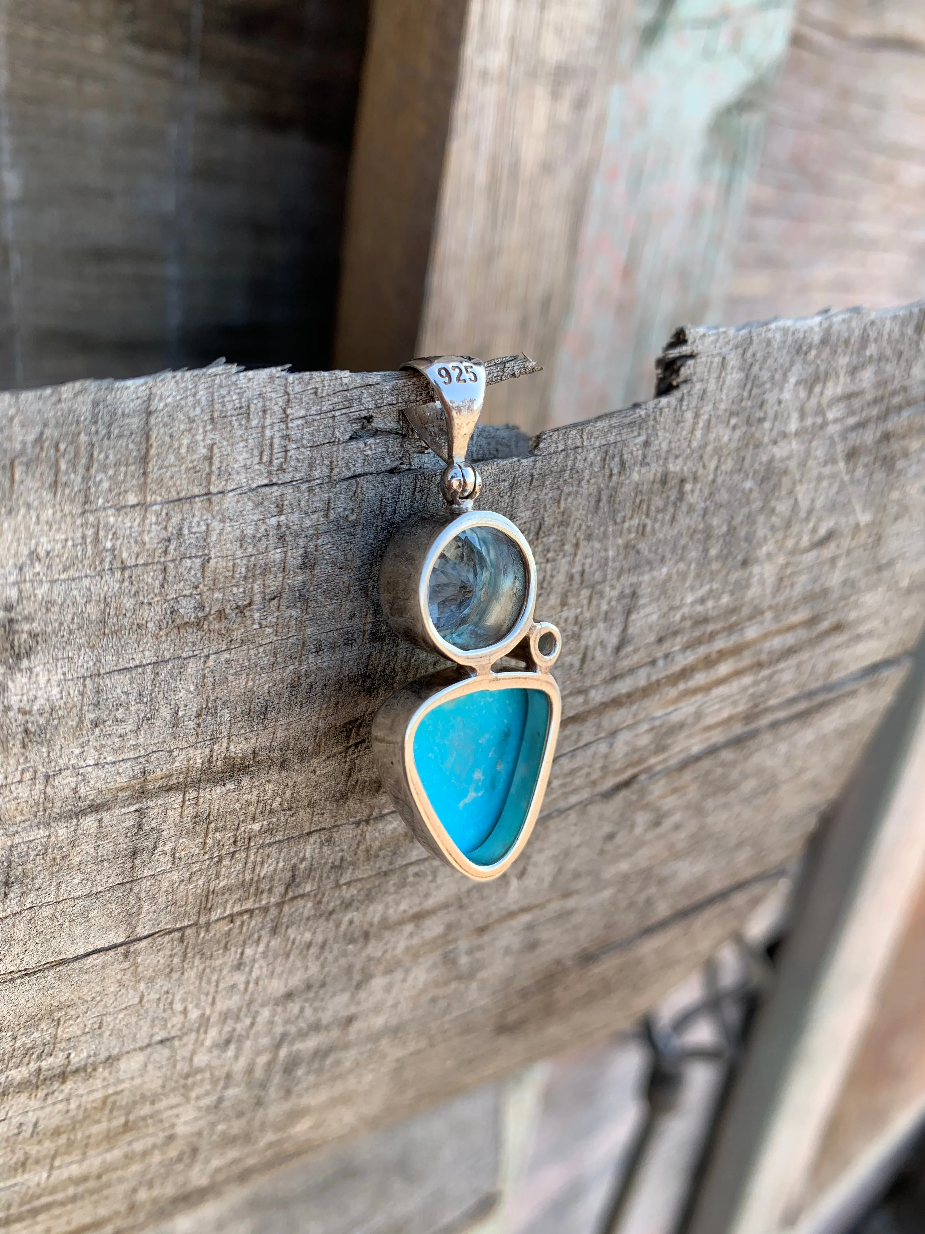 Turquoise and Blue Topaz pendant