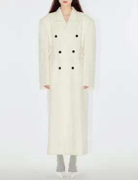 White Maxi Double Breasted Coat-BESTSELLER