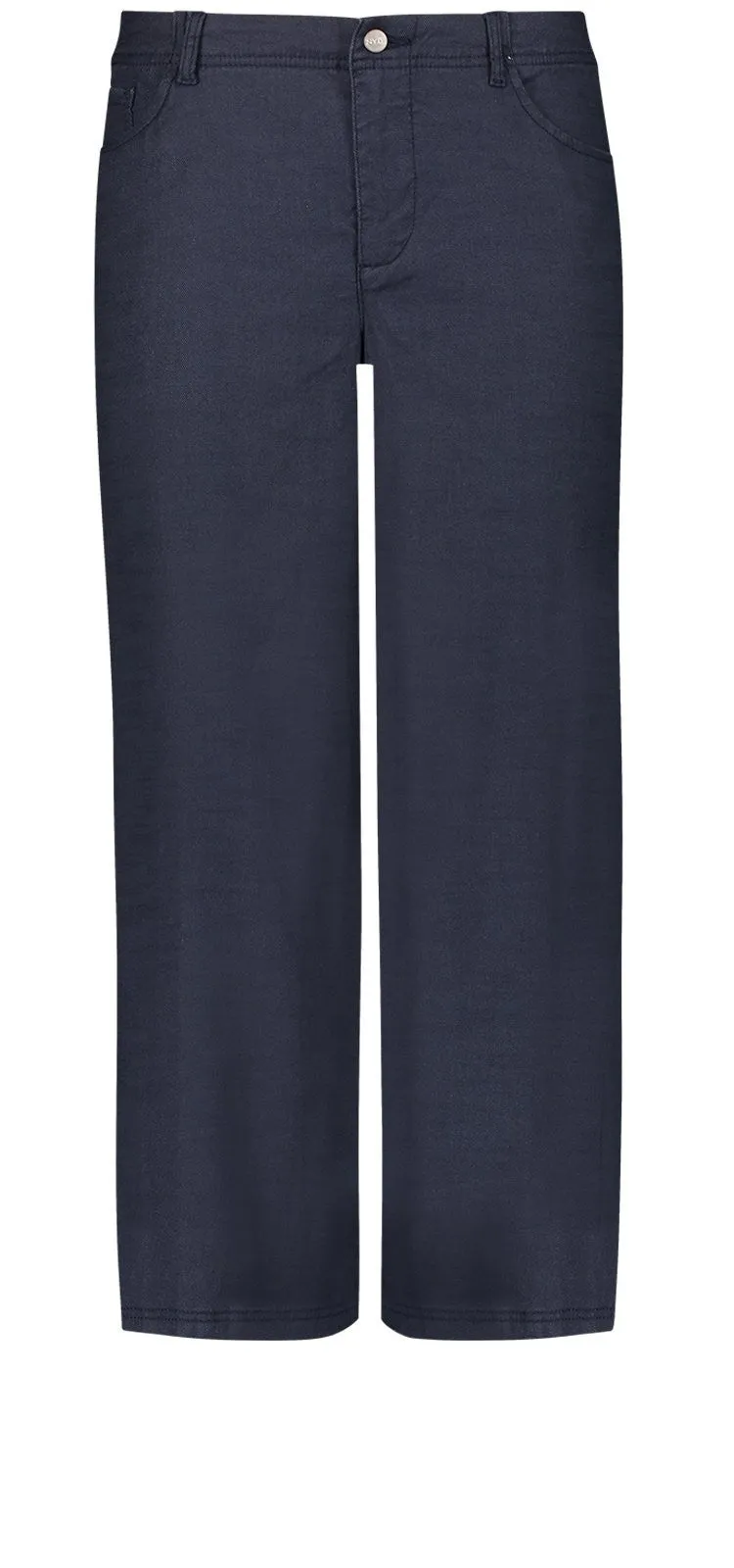 Wide Leg Crop Blauw Stretch Linnen | Oxford Navy