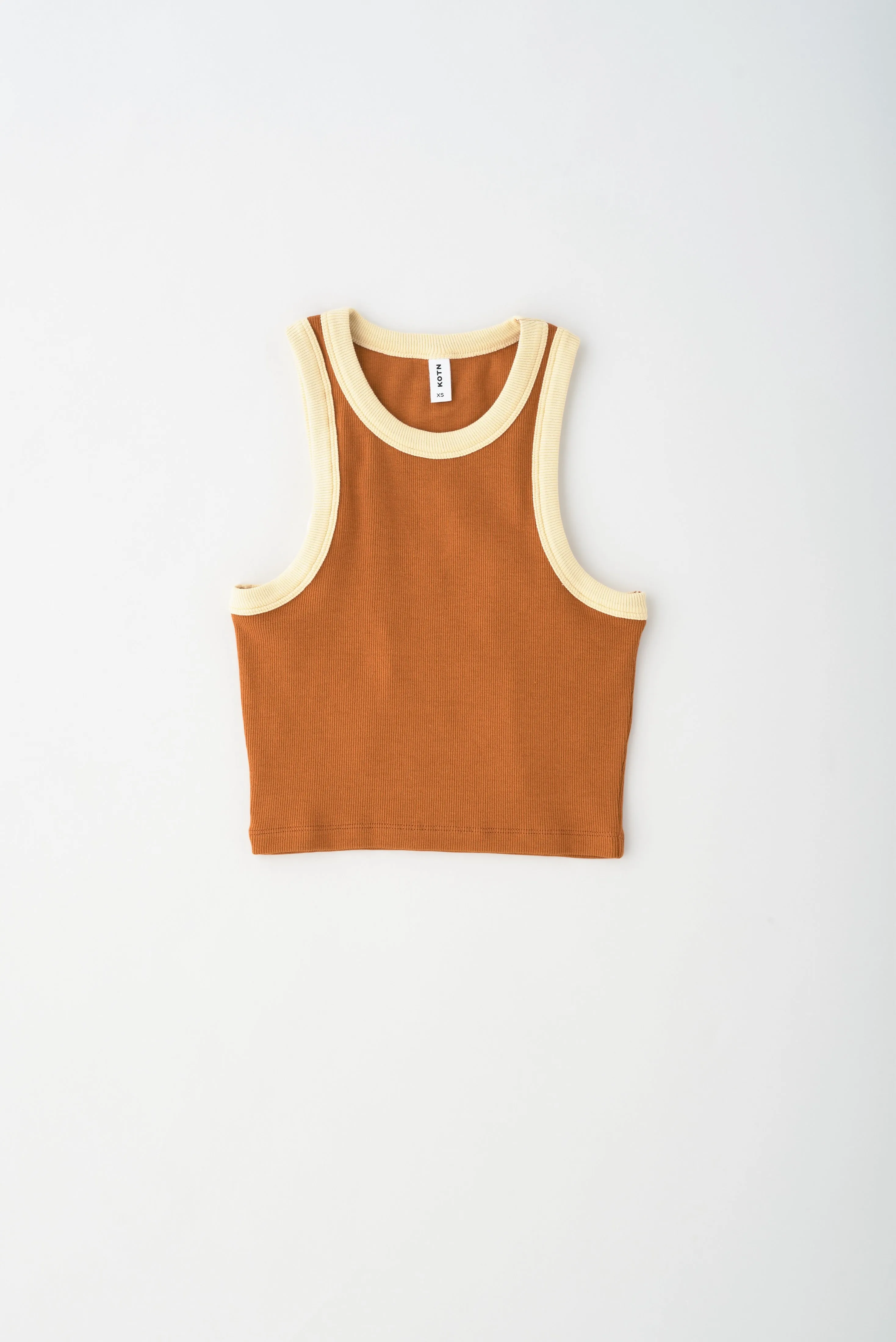 Women's Crop Racer Tank in Caramel/Butter Rib