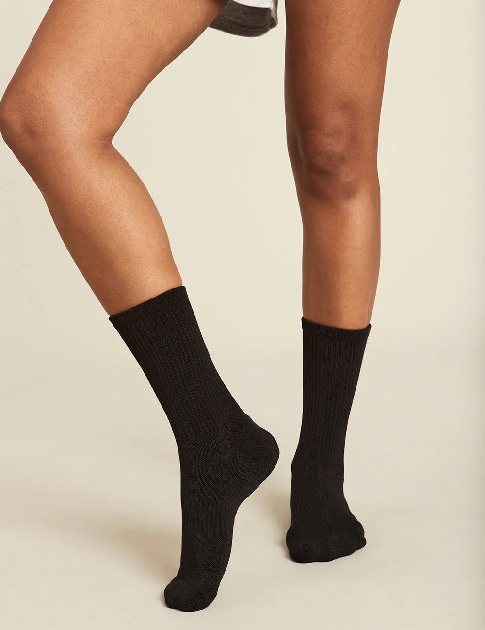 Women's Cushioned Crew Socks - Black