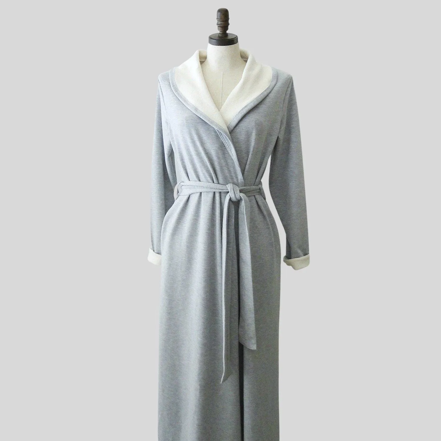 Women's long robe - organic cotton french terry